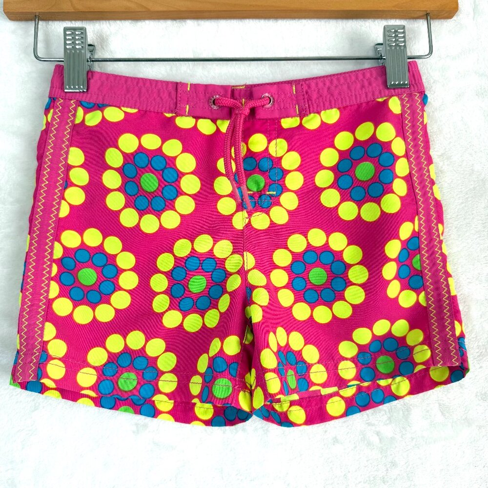 Lands End Geometric Board Shorts Swim Kids Toddler Girls 3T Hot Pink